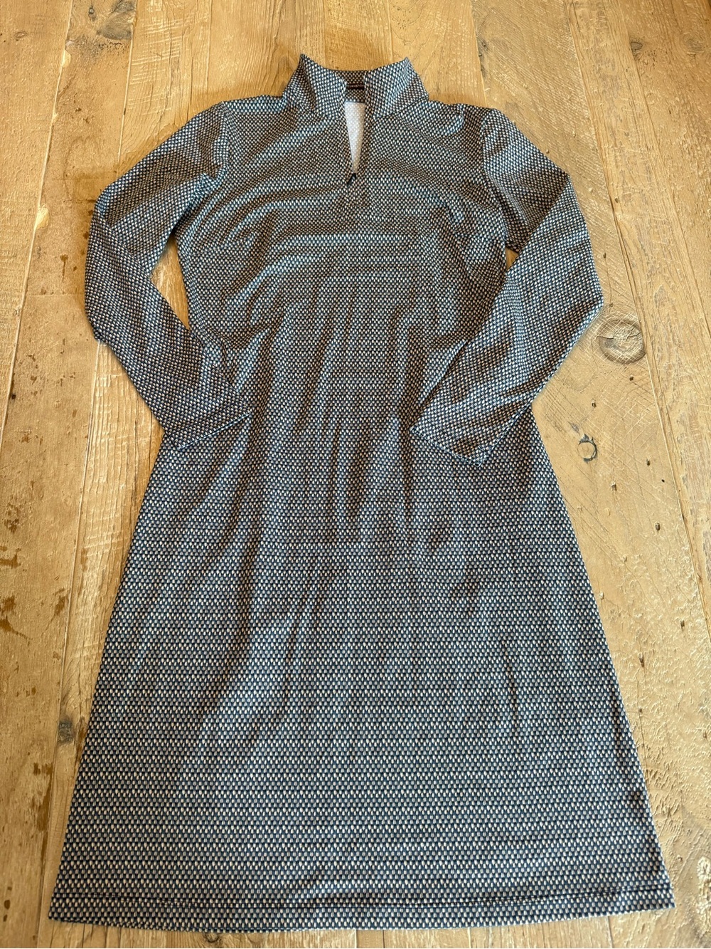 J. McLaughlin Bedford Zipper Detail Green & Beige Geometric Quarter Zip Dress XS